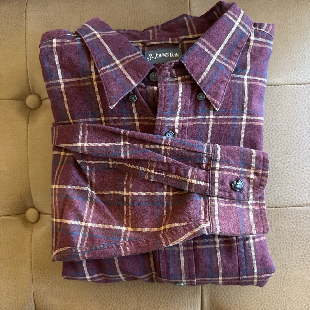 St. John's Bay Long Sleeve Plaid Button Up Men's